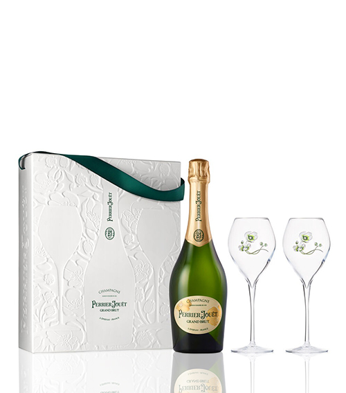 Perrier-Jouet Grand Brut w/2 Flutes Champagne Gift Set